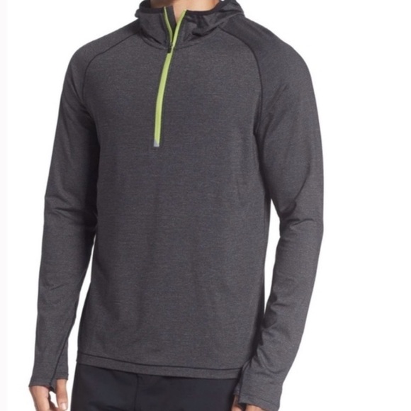 Prana Quarter Zip Breaker charcoal Gray Hooded sweatshirt - Picture 11 of 11